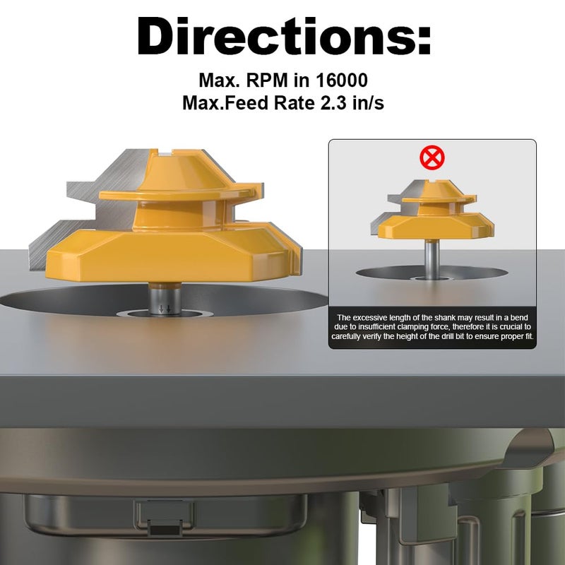 FIVEPEARS 45 Degree Lock Miter Router Bit 1/4 Inch shank,Timberlock 45 Lock Miter Router Bit 3PCS Set,for 1/2",5/8",3/4"Cutting Height,Timber Lock Router Bit Easy to Create Lock Miter Joint - Image 5